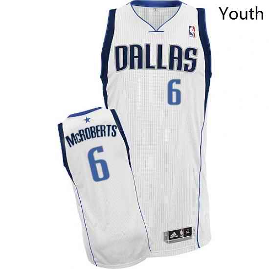 Youth Adidas Dallas Mavericks 6 Josh McRoberts Authentic White Home NBA Jersey